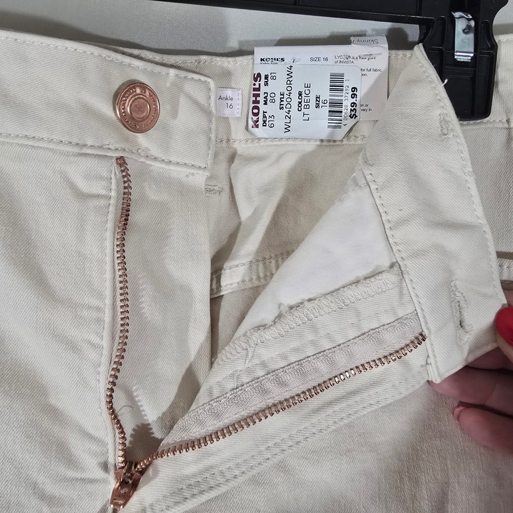 Lauren Conrad Skinny Ankle‎ Jeans Lt Beige Size 16 - Picture 2 of 10